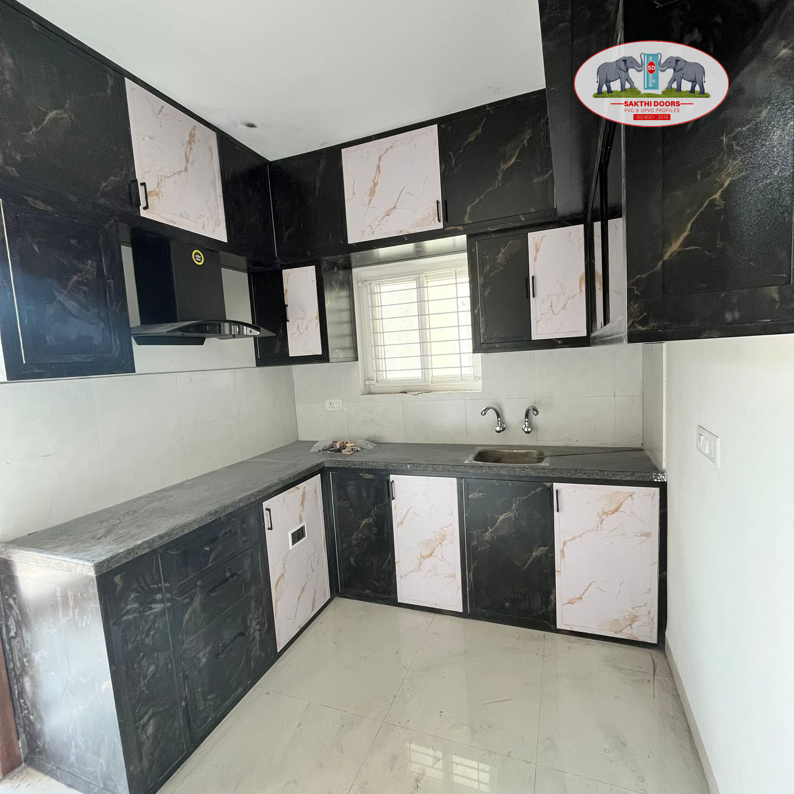 Sleek Blue & White Kitchen